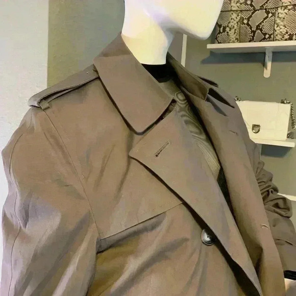 Botany 500 Vintage Trench Coat Men 38 Zip Out Lining Leather Hardware - Picture 3 of 16